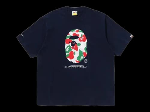 BAPE x Pagani Camo Ape Head Relaxed Fit Tee Navy