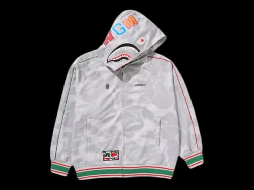 BAPE x Pagani Solid Camo Relaxed Fit Shark Full Zip Hoodie Grey