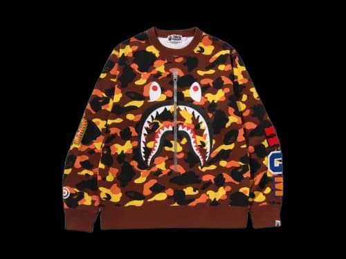 BAPE 1st Camo Shark Crewneck Sweatshirt (FW25) Orange
