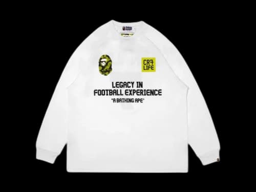 BAPE x CR7 Life Multi Logo Relaxed Fit LS Football Jersey White