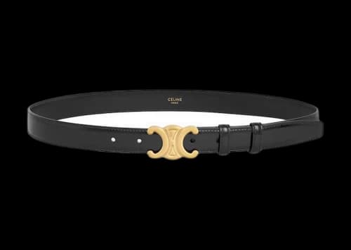 Celine Triomphe 25MM IN Taurillon Leather Gold Finish Buckle Belt Black