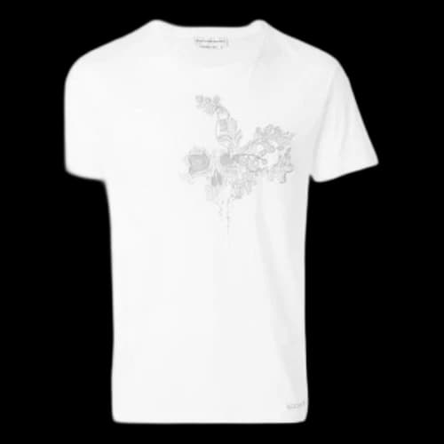 Alexander McQueen Flowers Pattern Round Neck Short Sleeve White