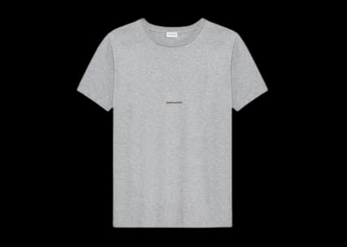 Saint Laurent Logo Rive Gauche T-Shirt Grey Rinse