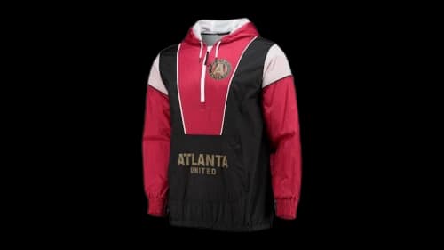 Mitchell & Ness Atlanta United FC Highlight Reel Half-Zip Hoodie Windbreaker Jacket Black