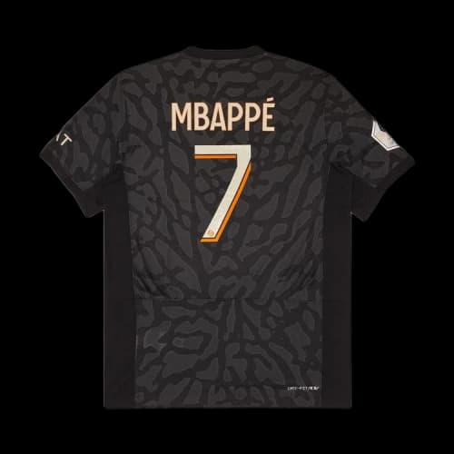 Paris Saint-Germain x Jordan Third Match Mbappé League 1 Print Jersey + Badges 'Black'