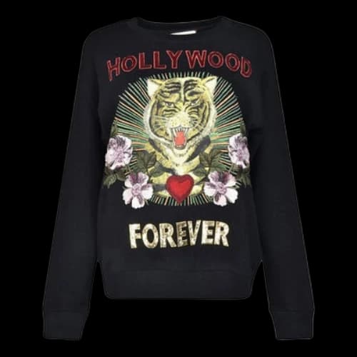 Gucci Pure Cotton Printing Pullover Long Sleeves Hoodie Black (Women's)