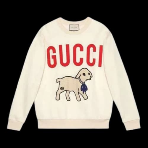 Gucci Lamb Patch Oversized Sweatshirt 'Beige' (Women's)