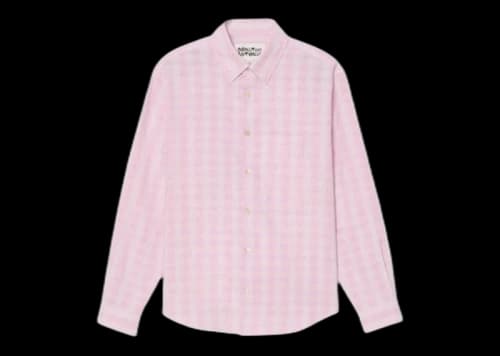 Bad Bunny x Zara Cotton Linen Plaid Shirt Pastel Pink