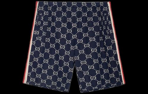 Gucci Side Contrast Striped Jacquard Shorts For Men Blue