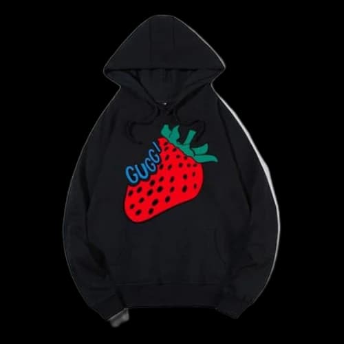 Gucci Strawberry Printed Loose For Men Black