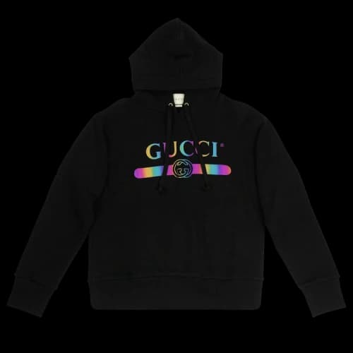 Gucci Cotton Logo Pullover Hooded Sweatshirt 'Black'