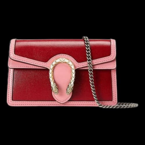 Gucci Leather Dionysus Tiger Head Buckle Chain Single-Shoulder Bag Super Mini Red/Pink