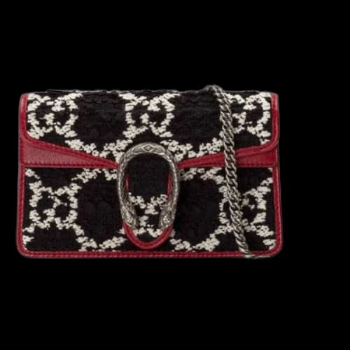Gucci Dionysus Tiger Head Logo Chain Shoulder Messenger Bag Mini Black / Red (Women's)
