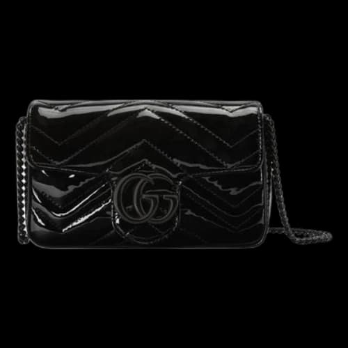 Gucci GG Marmont Patent Super Mini Bag 'Black Patent Leather' (Women's)