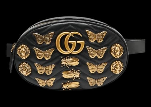 Gucci Animal Studs GG Marmont Belt Bag Black