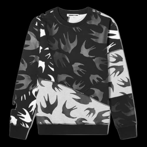 McQ Alexander McQueen Swallow Printing Pattern Round Neck Long Sleeves Colorblock