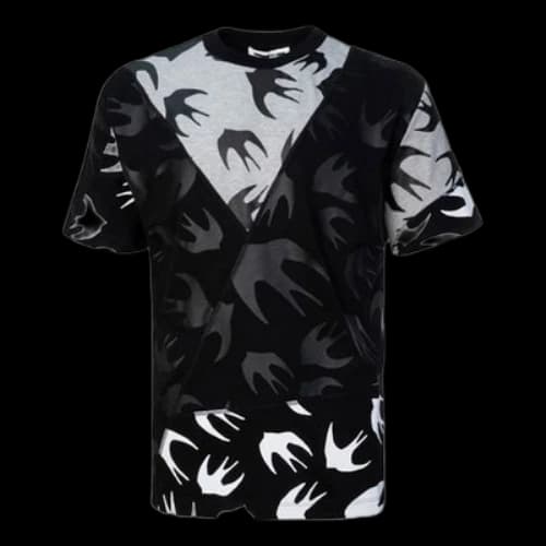 McQ Alexander McQueen Swallow Pattern Round Neck Short Sleeve Colorblock