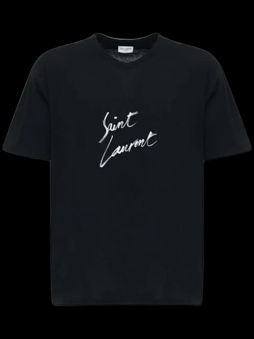 Saint Laurent Signature Logo-Print Cotton T-shirt Black