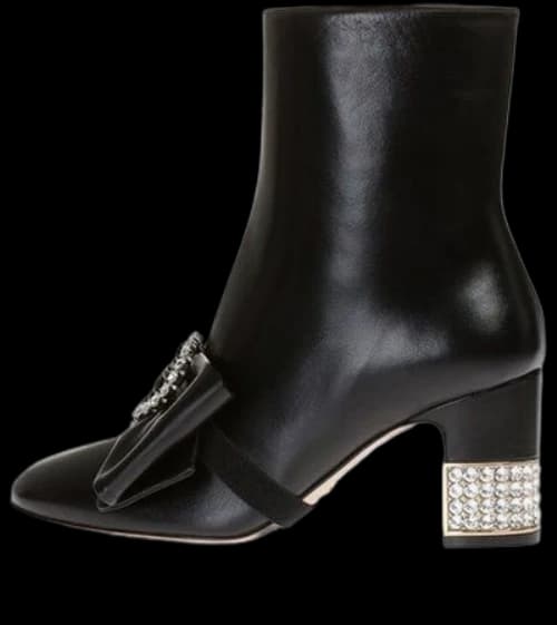 Gucci Removable Bow Leather Ankle Boots 'Black' (Women's)