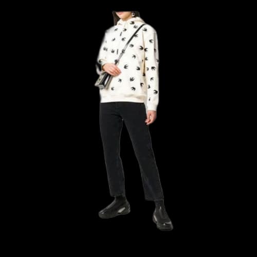 McQ Alexander McQueen Beige Swallow Pattern hooded Long Sleeves Hoodie Beige