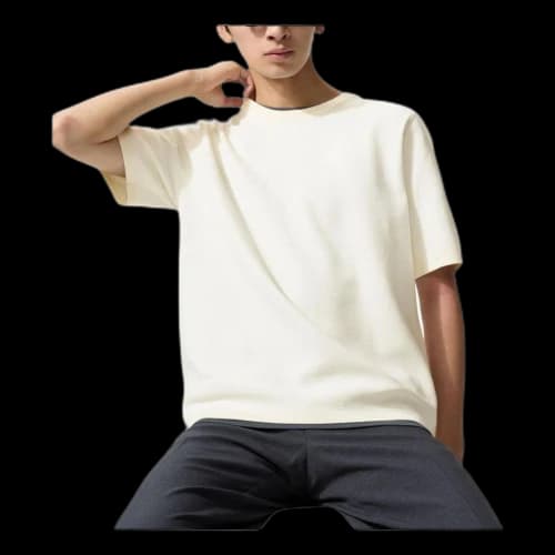 UNIQLO Washable Milano Ribbed Knitted T-Shirt 'White'