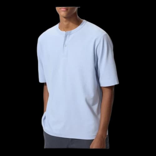 UNIQLO Dry Waffle Henley Neck T-Shirt Short Sleeve 'Blue'
