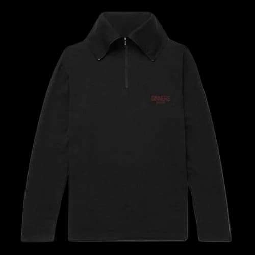 Balenciaga Embroidered Logo Half Zipper High Collar Black