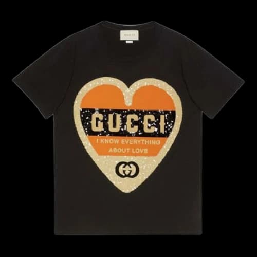 Gucci Love Logo Round Neck Short Sleeve Black (Women's)