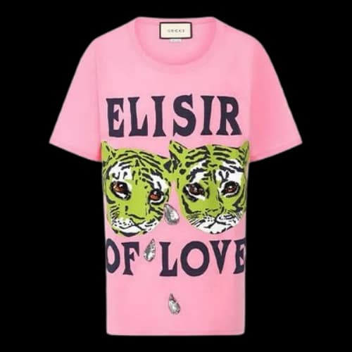 Gucci Cotton Tiger Print Short Sleeve Pink (Women's)
