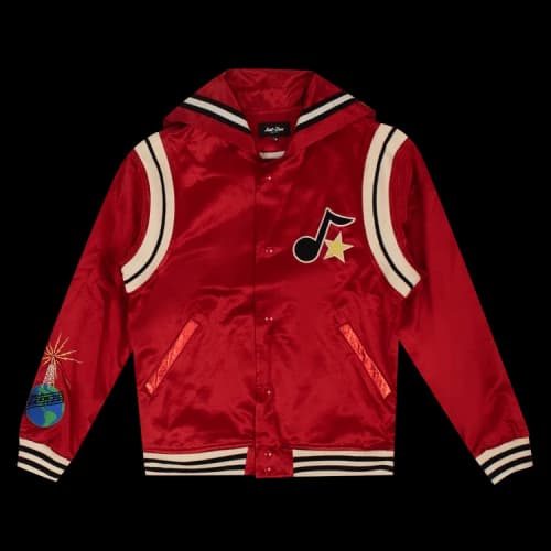 Just Don Satin Logo Cape Varsity Jacket 'Red'