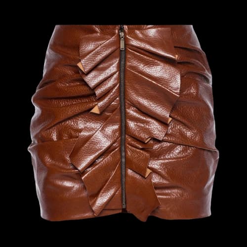 Saint Laurent Mini Skirt With Rouches 'Brown'