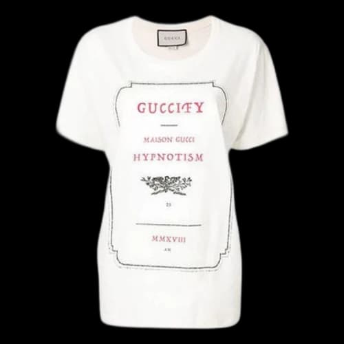 Gucci Pattern Round Neck Short Sleeve Unisex White (Women's)