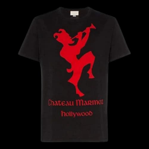 Gucci Back Flowers Printing Short Sleeve Unisex Black T-Shirt