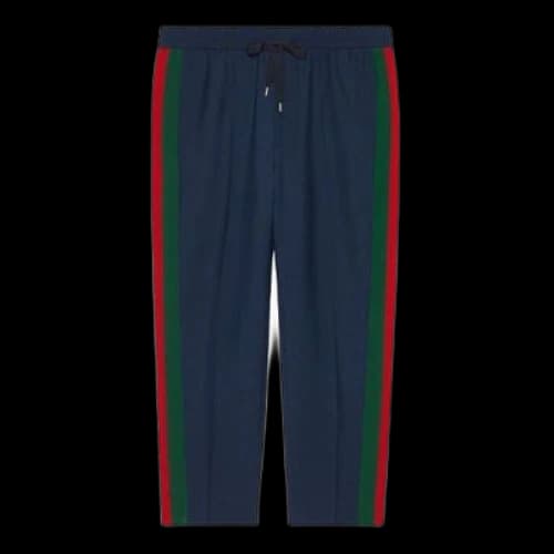 Gucci Wool Cropped Pant With Stripe 'Blue'