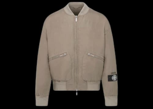 Dior x Stone Island Habotai Silk Blend Bomber Jacket Brown