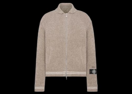 Dior x Stone Island Wool-Blend Knit Jacket Gray