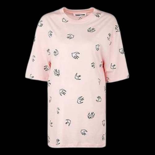 McQ Alexander McQueen Swallow Printing Round Neck Short Sleeve Pink