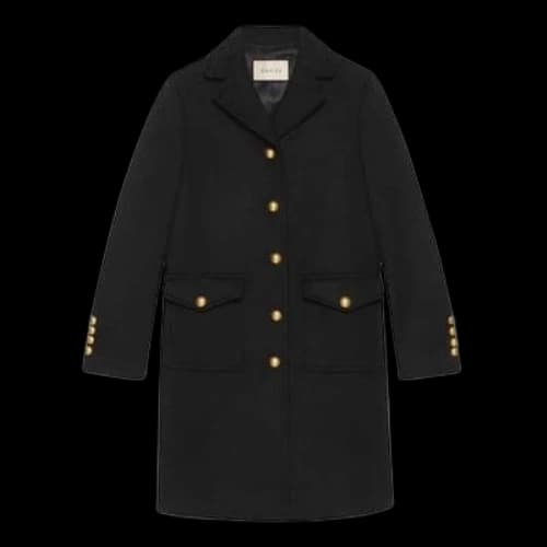 Gucci Wool Coat With Double G 'Black' (Women's)