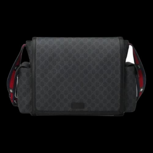 Gucci Logo Stripe Messenger Bag Gray Black