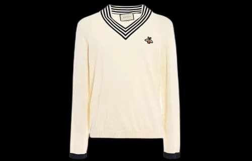 Gucci V-neck Wool Knit With Bee 'White'