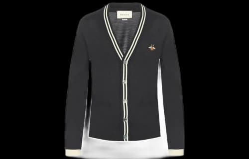 Gucci Micro Mark Logo Wool Knitting Cardigan Black