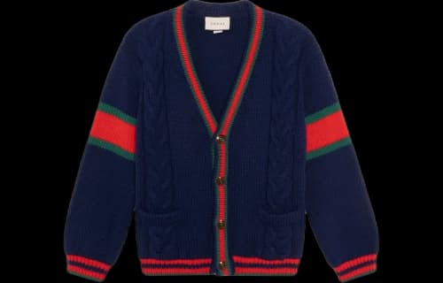 Gucci Oversize Cable Knit Cardigan 'Blue'