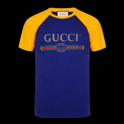 Gucci 'BLIND FOR LOVE' Print Logo T-shirt 'Blue Yellow'
