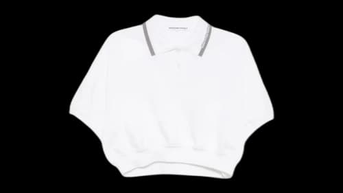 Alexander Wang Women's Relaxed Cropped Cinched Polo White