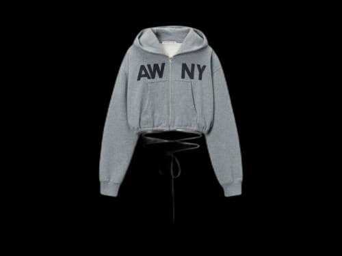 T by Alexander Wang Graphic Deconstructed Wrap Hoodie Grey
