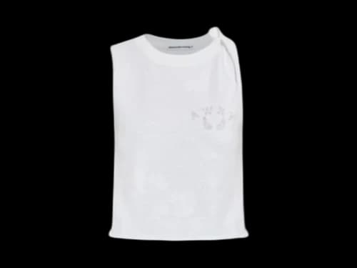 T by Alexander Wang Graphic Twisted Muscle Tank Top White
