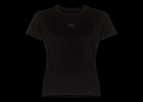 T by Alexander Wang Essential Jersey Shrunk Puff Logo Bound Neck Tee Black