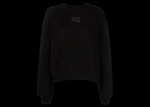 T by Alexander Wang Essential Puff Logo Terry Crewneck Sweatshirt Black
