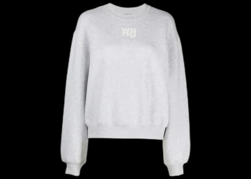 T by Alexander Wang Essential Puff Logo Terry Crewneck Sweatshirt Heather Grey