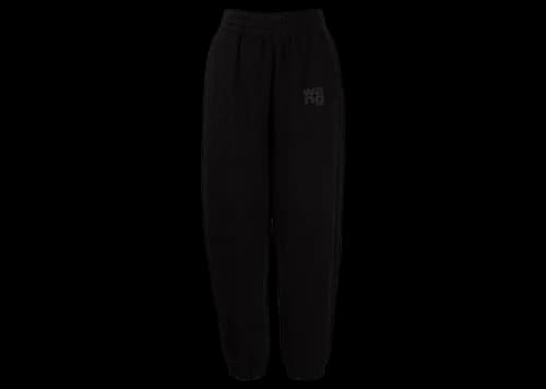 T by Alexander Wang Essential Puff Logo Structured Terry Sweatpants Black